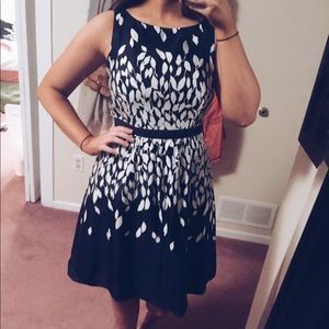 NWOT Floral Navy Blue & White Dress
